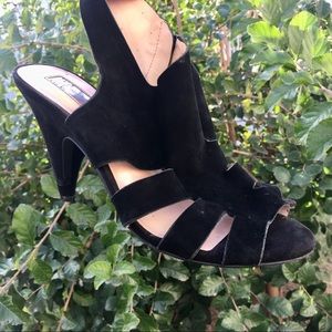 Faux Suede Cutout Heels